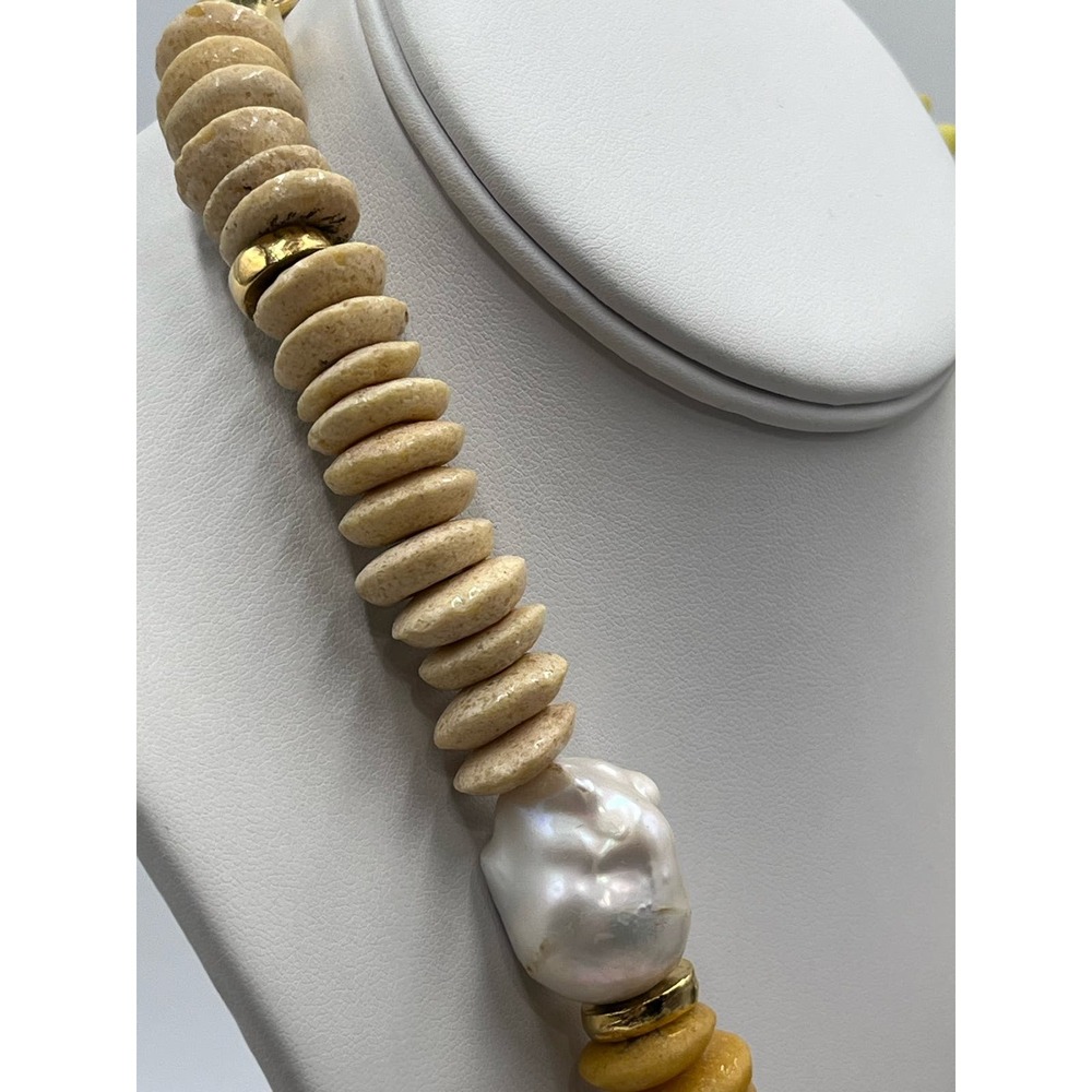 Lizzie Fortunato Signed Designer Tavira Yellow Ombre Baroque Pearl Necklace - Picture 9 of 15